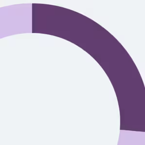 Part of a donut chart with light purple and dark purple segments