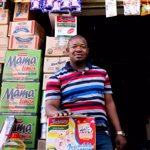 A man selling groceries in Nigeria