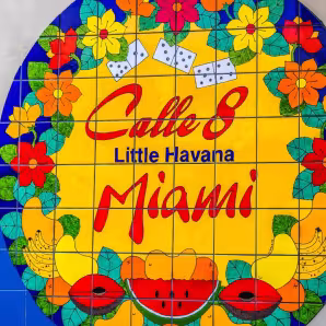 A sign for Calle Ocho in Miami's Little Havana neighborhood. 