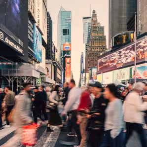Crowded crosswalk in Times Square