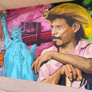 Photo of a mural at Las Americas, a legal assistance nonprofit in El Paso, Texas