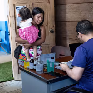 Migrants and community members at a local clinic in Panama