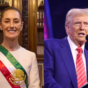 Montaje de fotos de los presidentes Sheinbaum y Trump