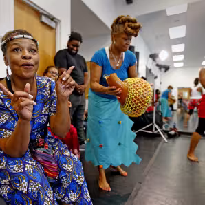 Instructors teach an African dance class in Miami.