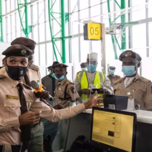 Government officials at airport during Covid-19