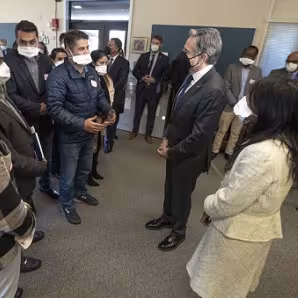 U.S. State Department Secretary Antony J. Blinken meets with resettled Afghans