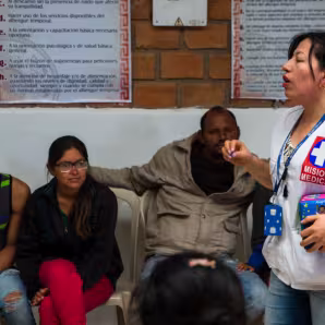 Venezuelans in a refugee shelter