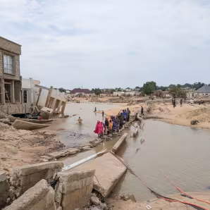 Nigerian town after flood damage