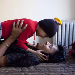 Resettled refugee family