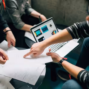 Colleagues working at a business startup