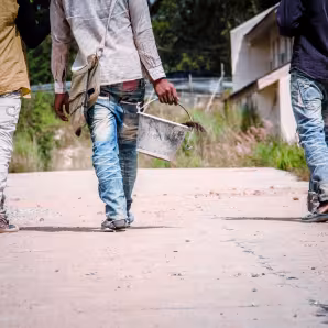 Cambodian construction workers in Thailand