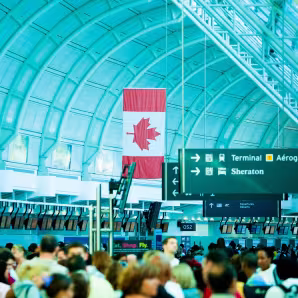 Airport with Canadian flag