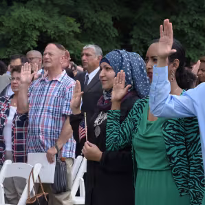 Immigrants at a U.S. naturalization ceremony