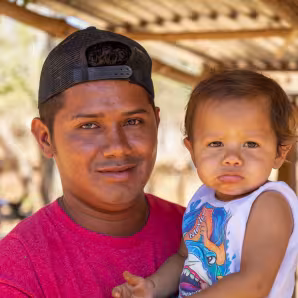 A Honduran man and child