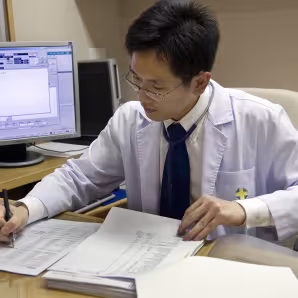 A doctor at his desk at the Bangkok Samitivej hospital.
