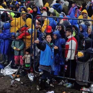 A UNHCR protection officer searches for people in need of immediate help at the border between Serbia and Croatia.