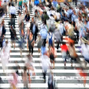 Pedestrians crossing the street