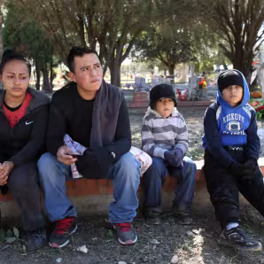 A family of migrants from El Salvador near the U.S.-Mexico border.