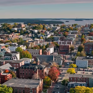 An aerial photo of Portland, Maine