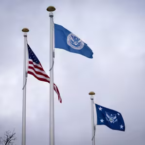 The U.S. and DHS flags