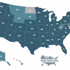 Map of the United States from the MPI Migration Data Hub
