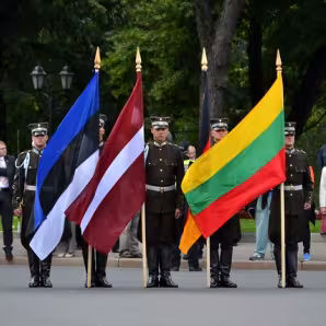 Flags from Estonia, Latvia, and Lithuania on display