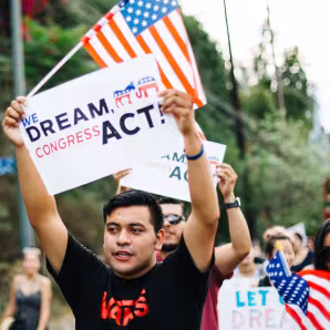 Supporters of the DREAM Act at a September 2017 march in Los Angeles.
