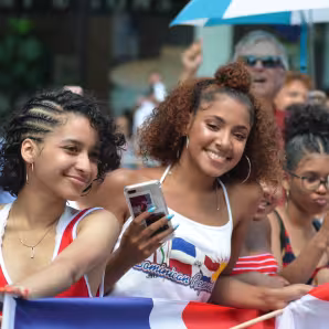 Image of marchers at Dominican Day parade in New York City