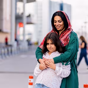 Mother and daughter from Middle Eastern background