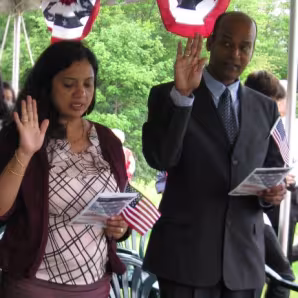 People at an annual July 4 citizenship ceremony