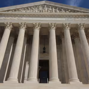 The U.S. Supreme Court building's west entrance