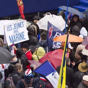 People in France rally for far-right politician Marine Le Pen on May Day.