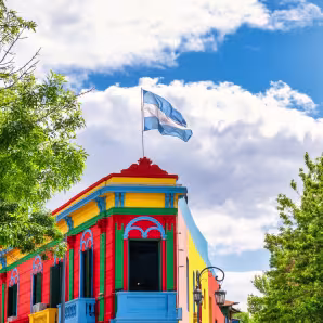 Argentina's flag in the La Boca neighborhood of Buenos Aires.
