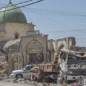 The ruins of the Great Mosque of al-Nuri in Mosul&rsquo;s Old Town