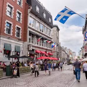 A busy street in Old Montreal