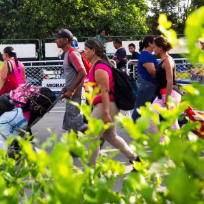 Venezuelans crossing into Colombia.