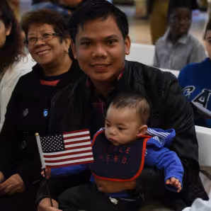A family at naturalization ceremony