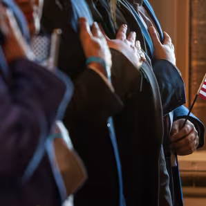A naturalization ceremony at the White House.