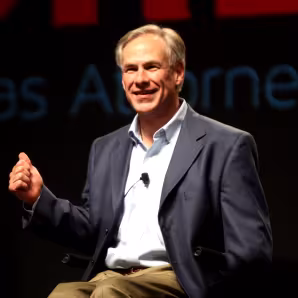 Texas Governor Greg Abbott speaks at a political event in Arizona.