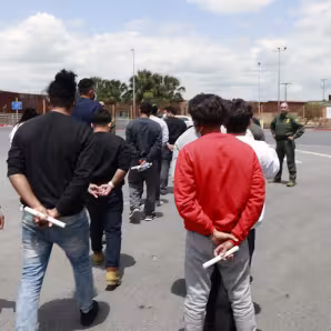 Migrants in Texas being prepared for repatriation. 