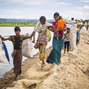 Rohingya families from Myanmar arrive in Bangladesh