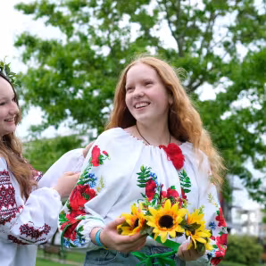 Girls in traditional Ukrainian attire.