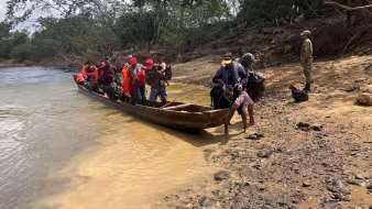 Migrants in the Darien Gap village of Canaan Membrillo, Panama