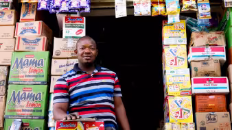 A man selling groceries in Nigeria