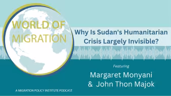 World of Migration Logo - with globe and audio line featuring Margaret Monyani