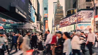 Crowded crosswalk in Times Square