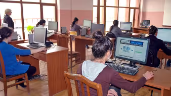 Photo of computer lab at the Jugaani village school in Georgia