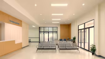 Empty hospital waiting area