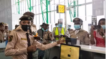 Government officials at airport during Covid-19