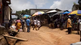 Market on a dirt road in an African community